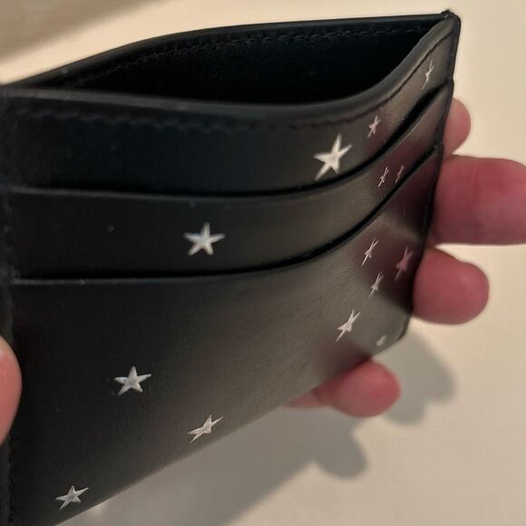 Burberry TB Leather Card Holder Wallet Black Silver Stars Celestial Glam Evening - Picture 6 of 12